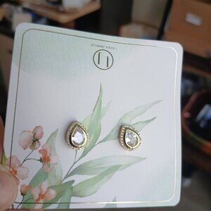 Laura Janelle gold crystal teardrop sparkle post earrings NEW